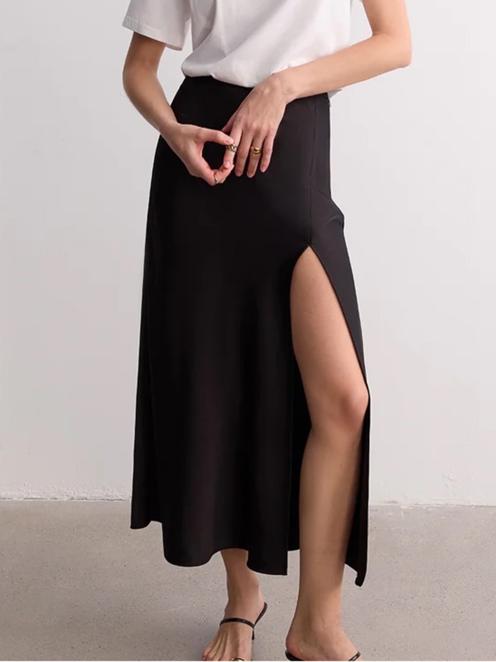 High Slit Satin Maxi Skirt
